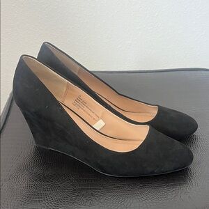 A NEW DAY Black Suede Wedge Shoes